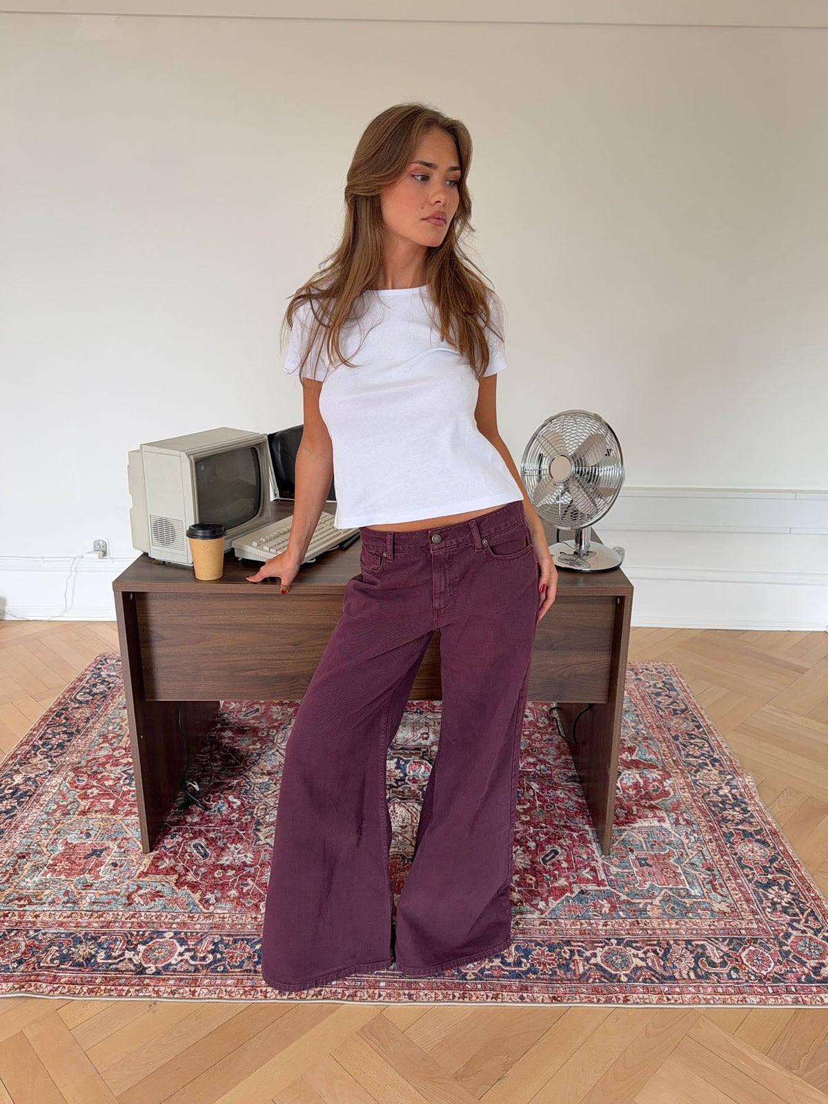 Purple wide-leg jeans