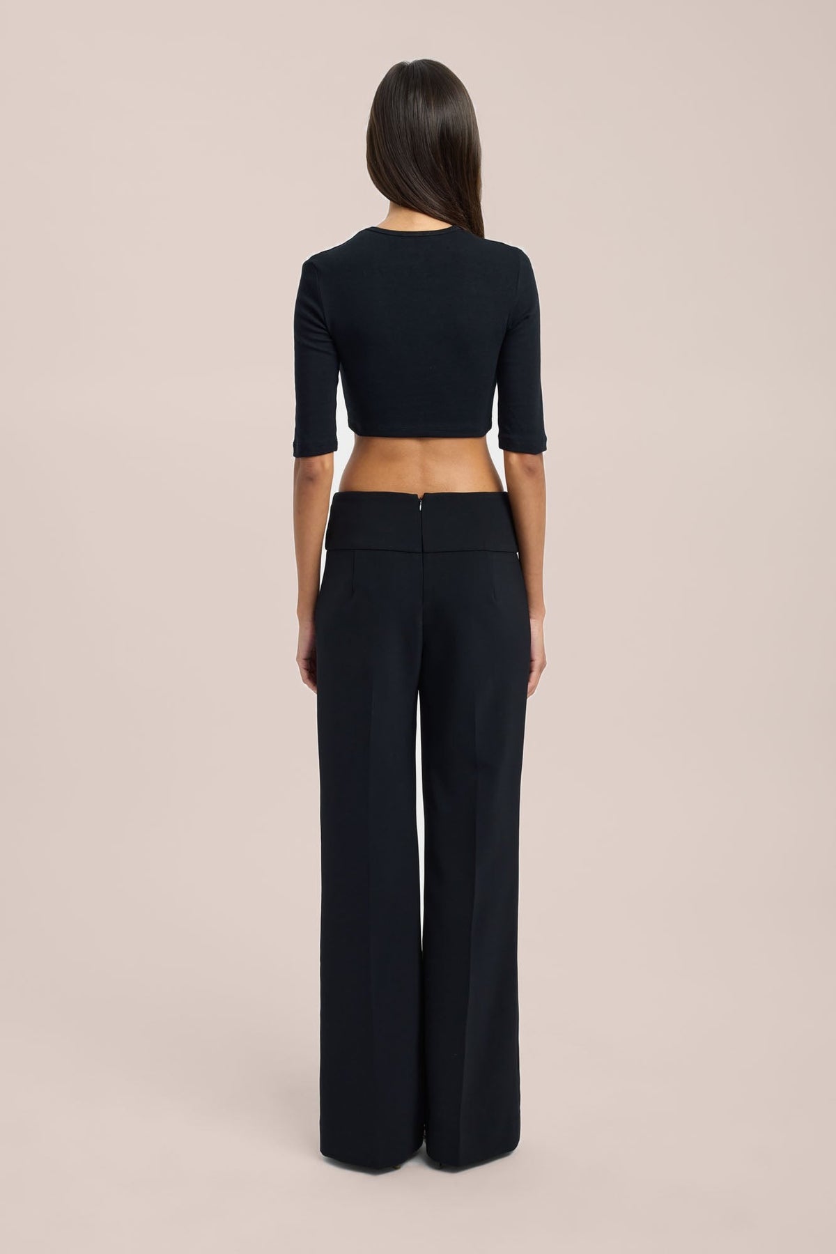 Black wide-leg trousers – back view