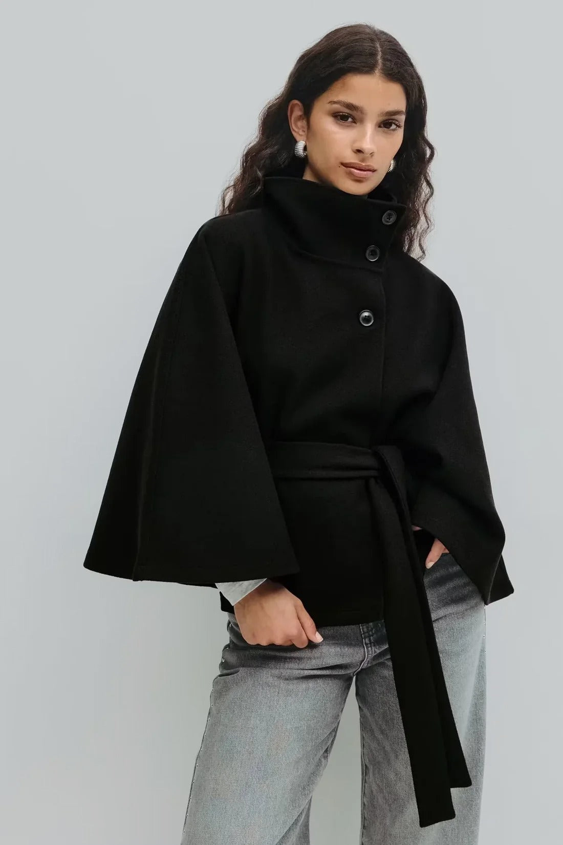 Manteau cape Héloïse noir