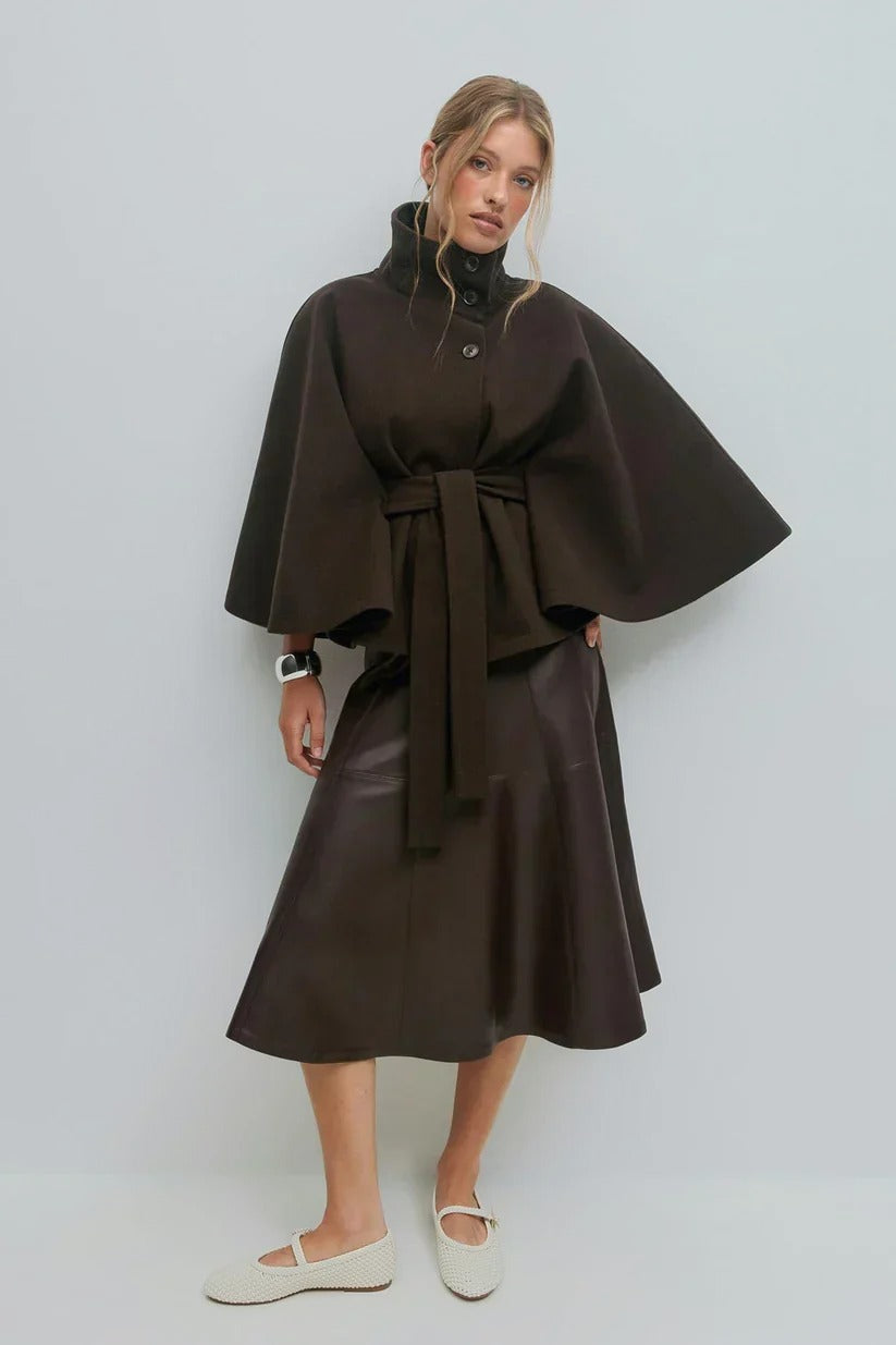 Manteau cape Héloïse chocolat