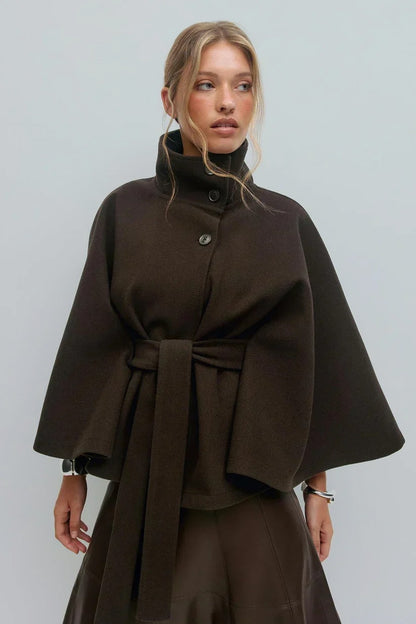 Manteau cape Héloïse chocolat