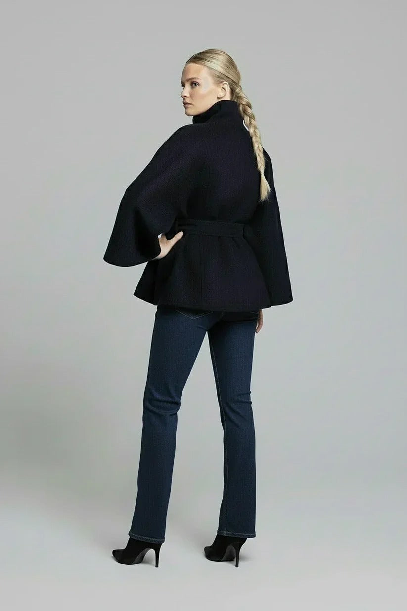 Manteau cape Héloïse bleu marine
