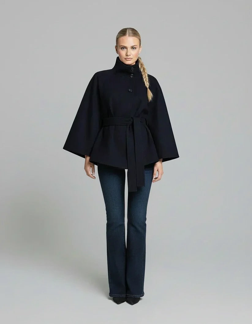 Manteau cape Héloïse bleu marine