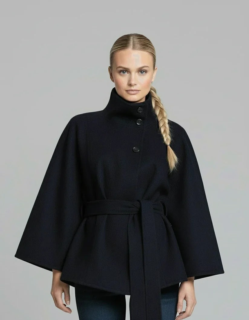 Manteau cape Héloïse bleu marine