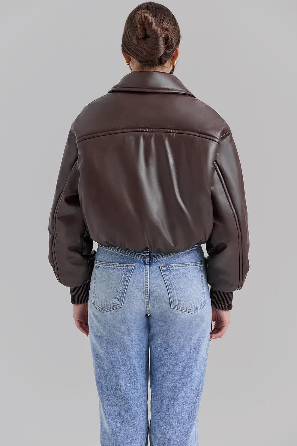 Blouson matelassé Nina chocolat, dos