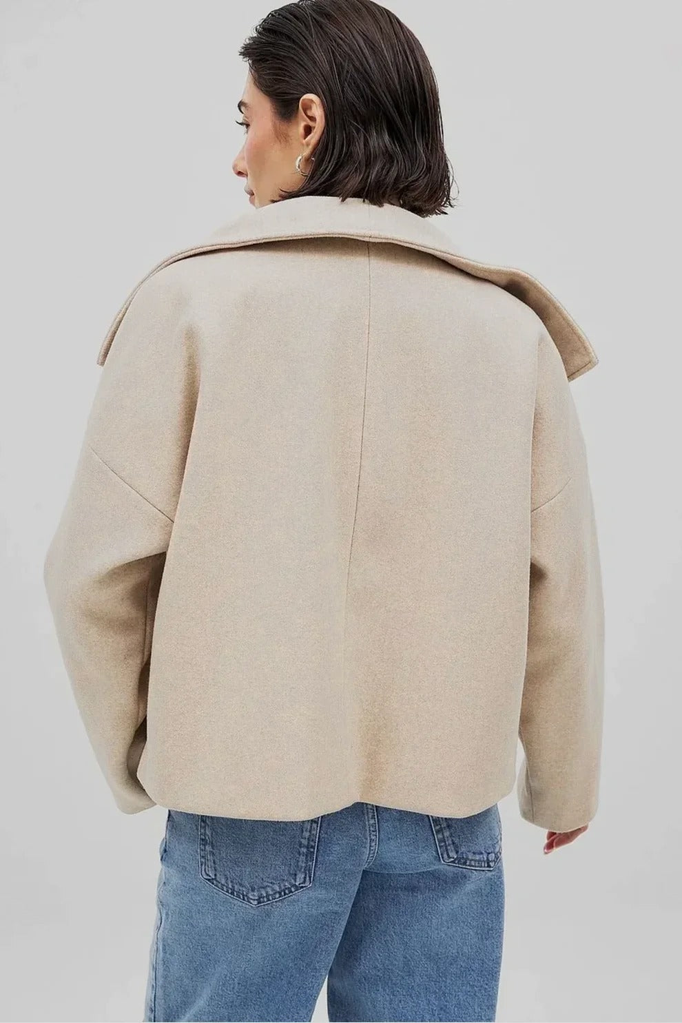 Caban court Inès beige chiné, dos