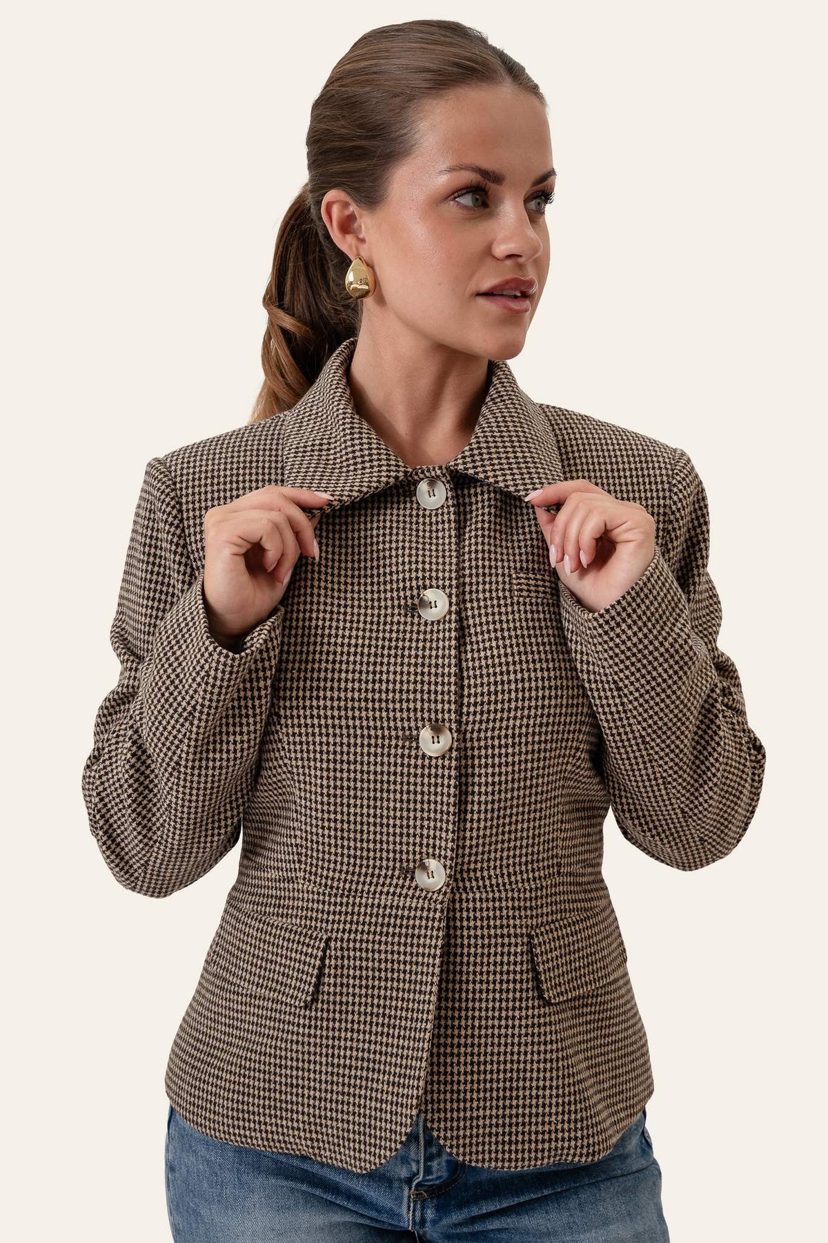 Brown checked blazer