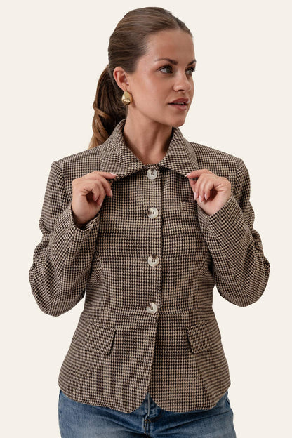 Brown checked blazer