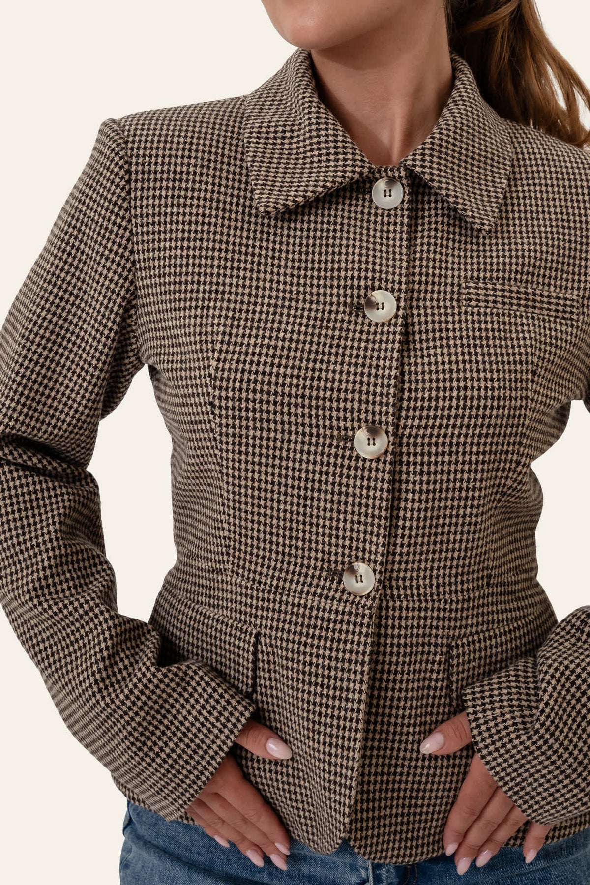 Brown checked blazer