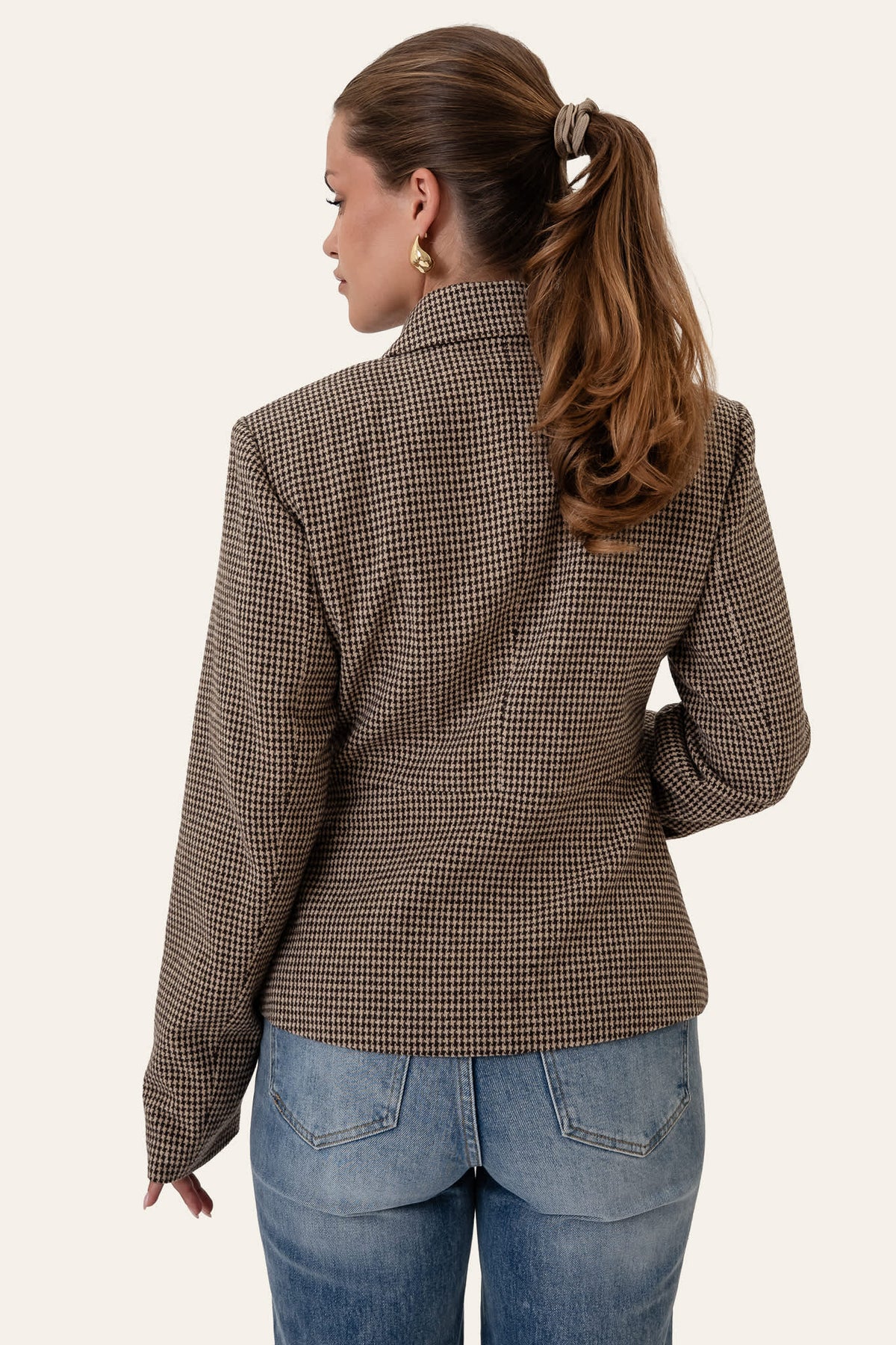 Brown checked blazer