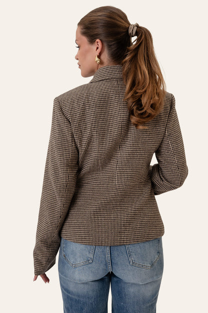 Brown checked blazer