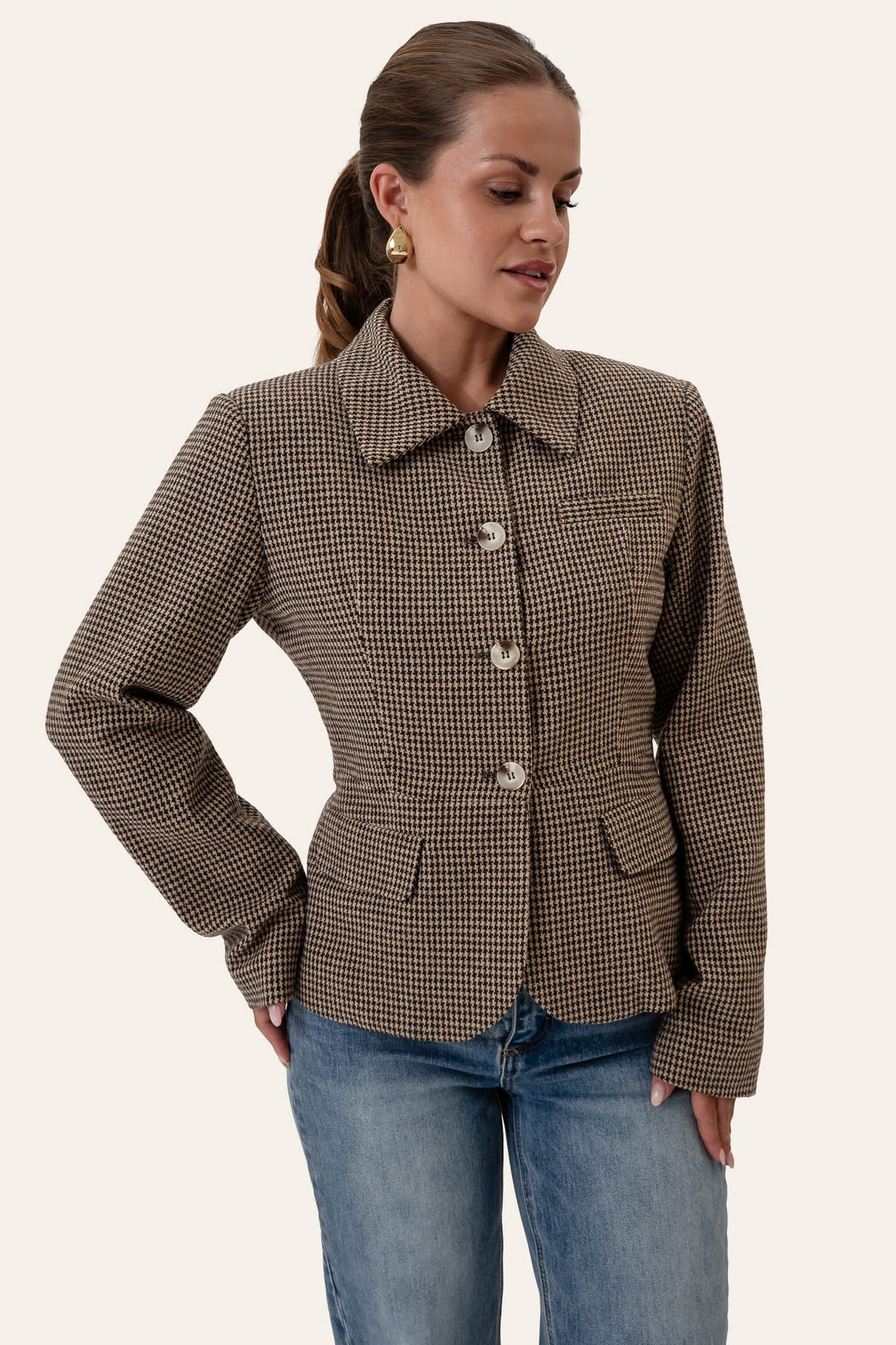 Brown checked blazer