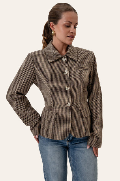 Brown checked blazer
