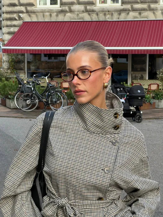 Veste à carreaux Alessia – col montant, vue de face