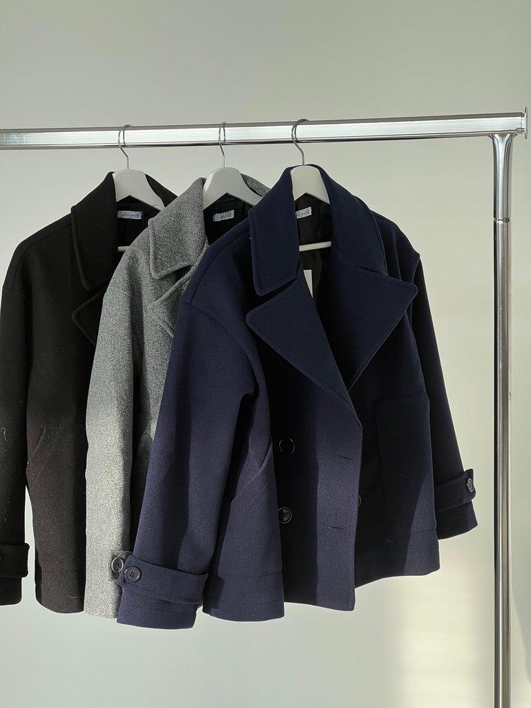 Navy double-breasted short jacket