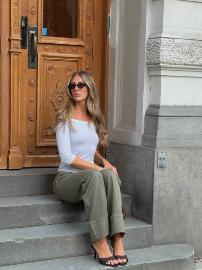 Khaki relaxed jeans