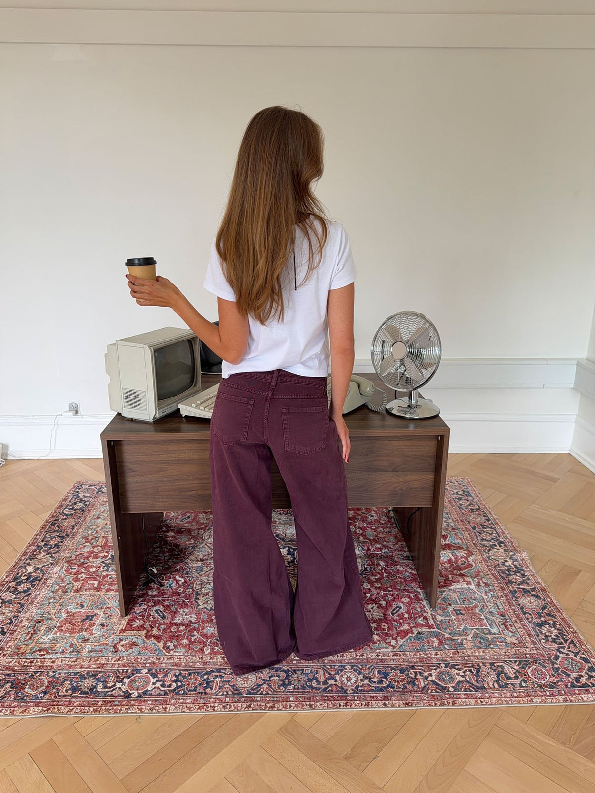 Purple wide-leg jeans