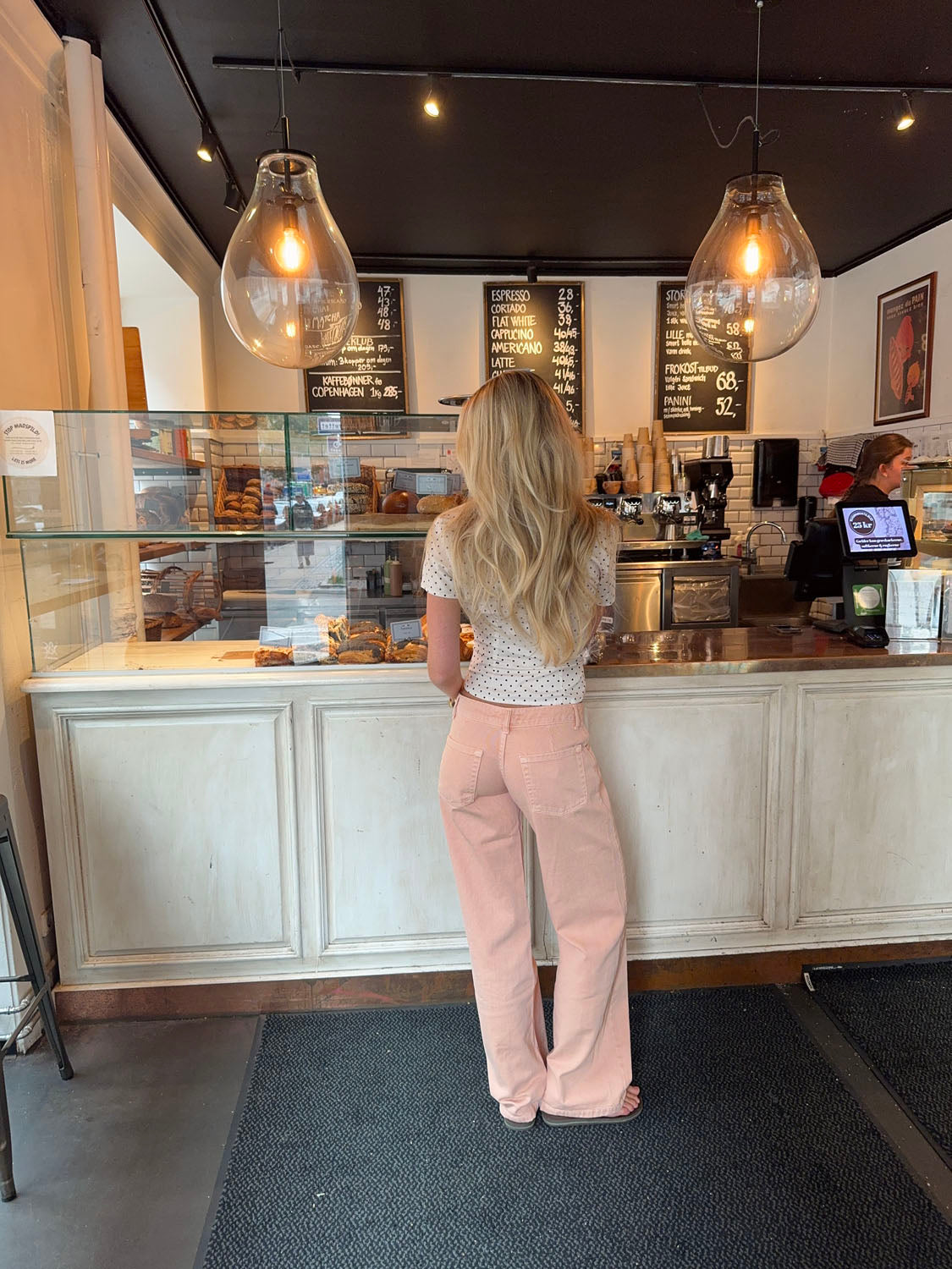 Orange low-rise baggy jeans