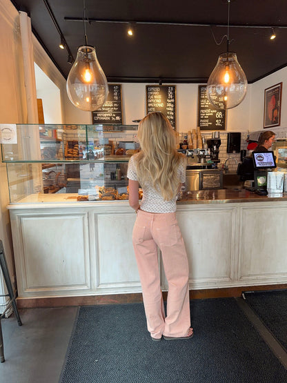 Orange low-rise baggy jeans