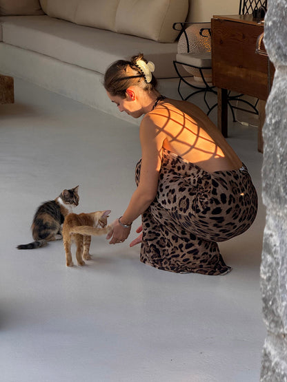 Leopard halter maxi dress