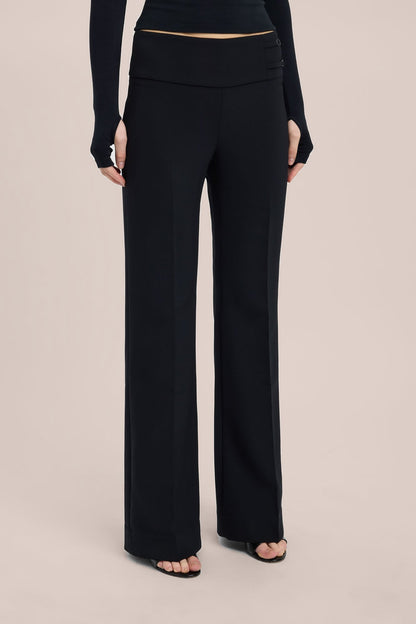 Black wide-leg trousers – side