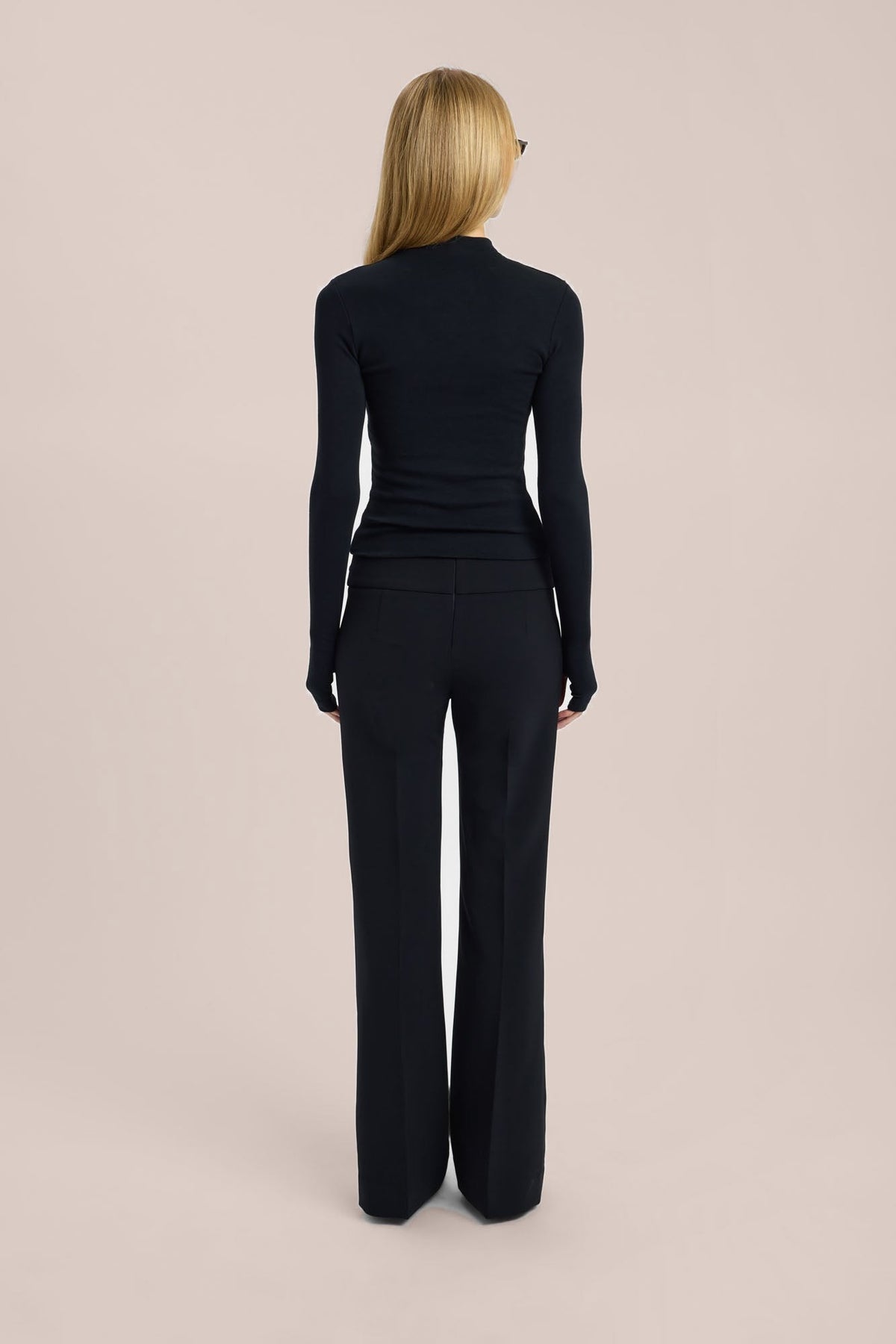 Black wide-leg trousers – back